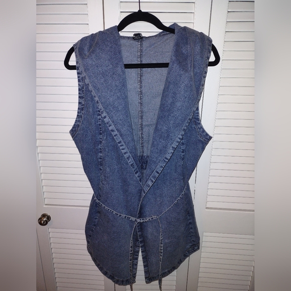 RedFox Ladies Denim Jean Sleeveless Hoodie - Picture 9 of 16